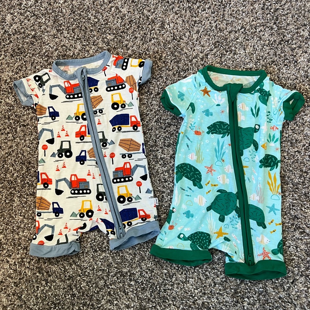 Little Sleepies Bundle Turtles and Construction 0-3 Months Shorty Zippy